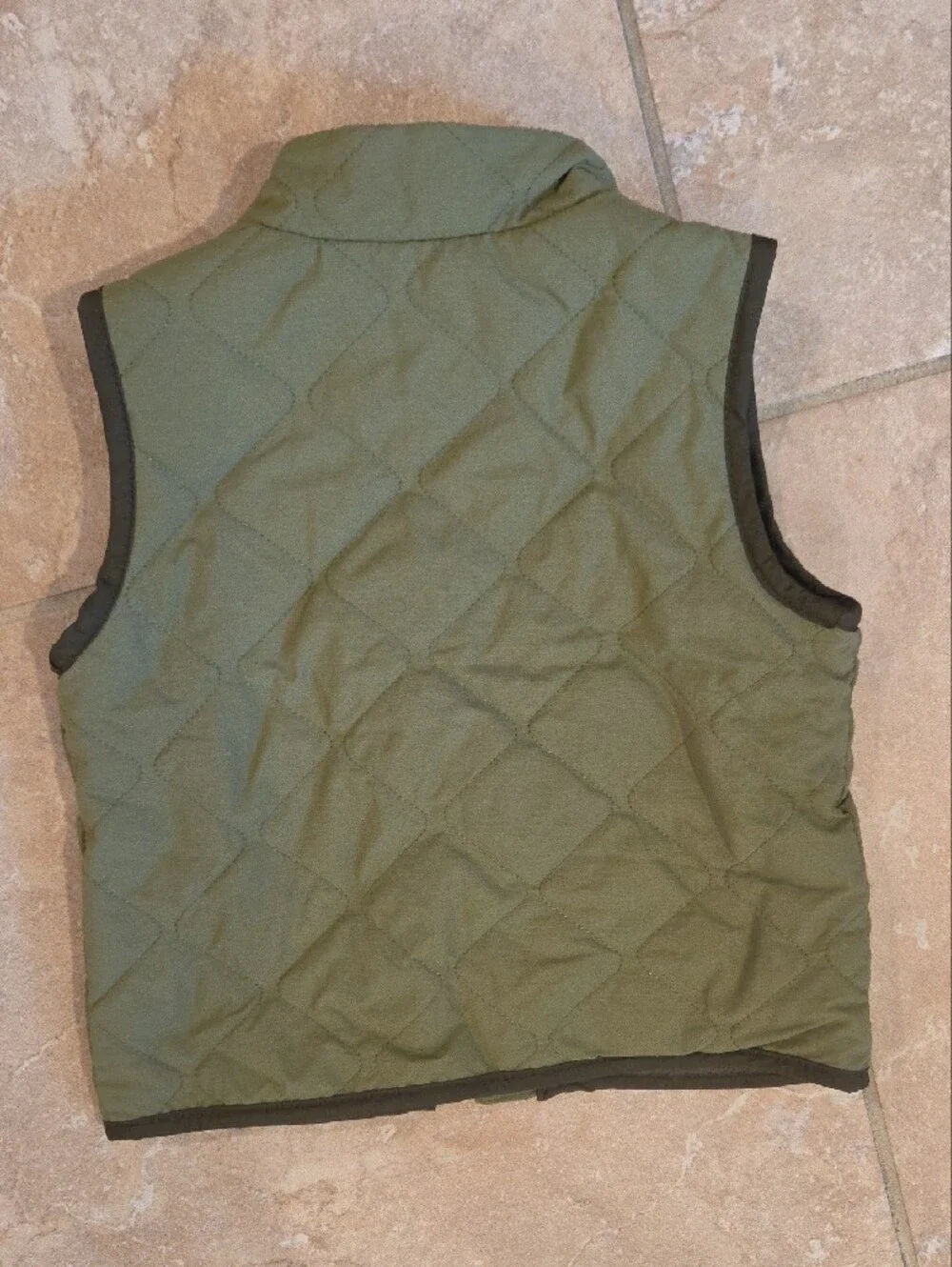 Old Navy Quilted Olive Green Vest with Dark Trim 18-24M